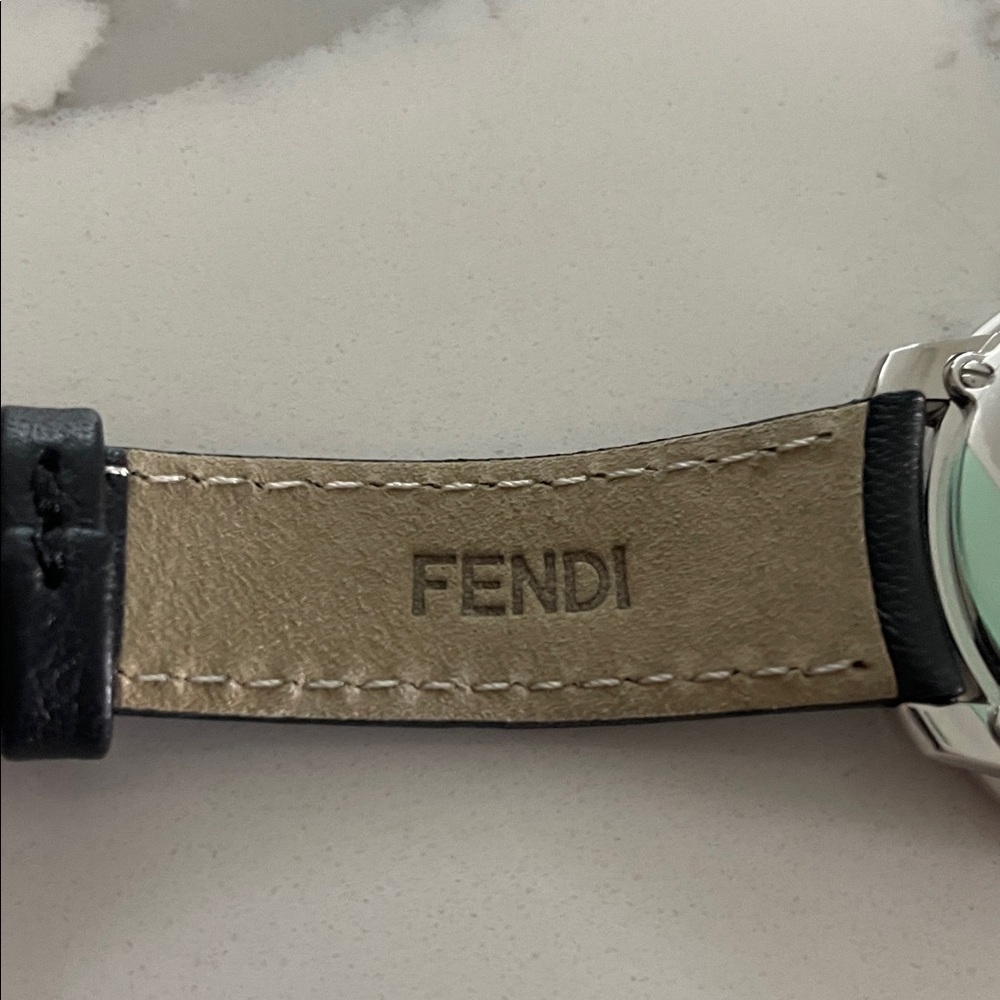 Fendi Monochrome Watch with Logo Detail and Black Leather Strap (36mm) - Picture 6 of 12